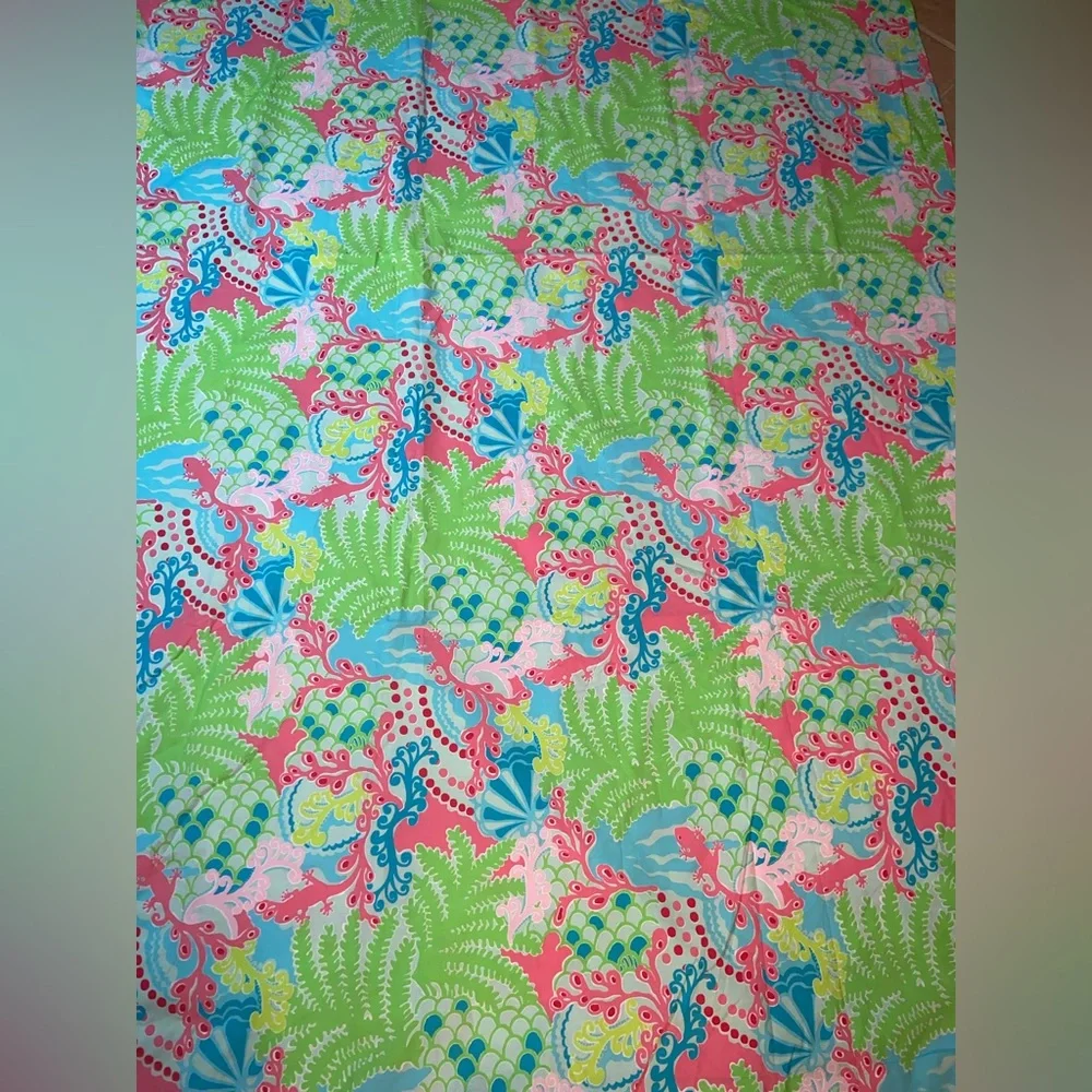 RARE HTF EUC Lilly Pulitzer For Garnet Hill Twin Duvet Cover & 2 shams gecko